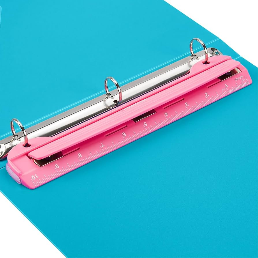 WORKLION 3 Ring Hole Puncher for Binders,Pink,with 10" Ruler, Plus Paper-chip Tray Design,Paper l... | Amazon (US)