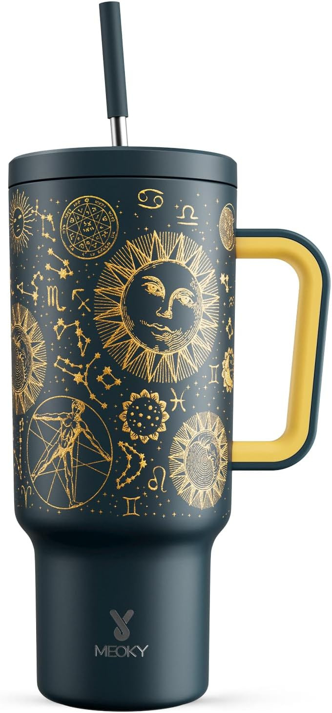 Meoky 40 oz Tumbler with Handle and Straw, Tumbler with Lid and Straw, Insulated Stainless Steel ... | Amazon (US)