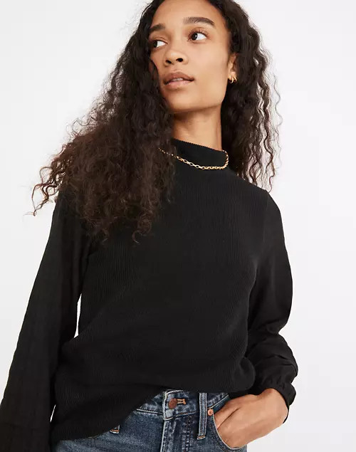 Weavemix Mockneck Bubble-Sleeve Top | Madewell
