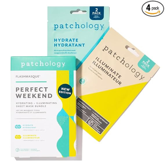 Patchology Hydrating Sheet Masks - Weekend Travel Skincare Essentials - Hyaluronic Acid Masks wit... | Amazon (US)