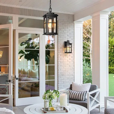 Modern Black Hanging Porch Light with Adjustable Chain | Wayfair North America