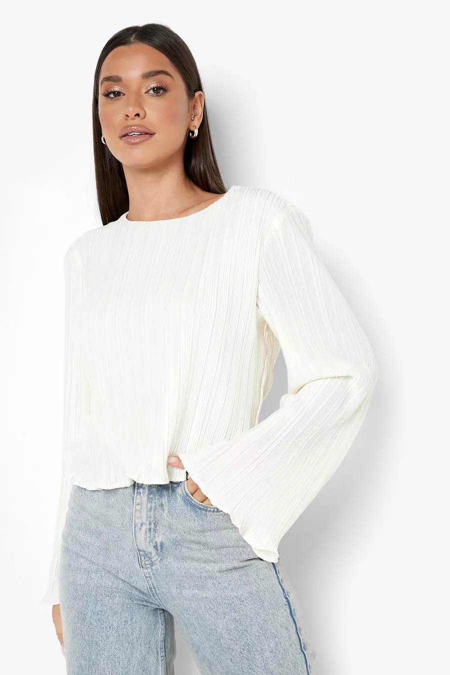White Plisse Tie Back Top | Boohoo.com (UK & IE)