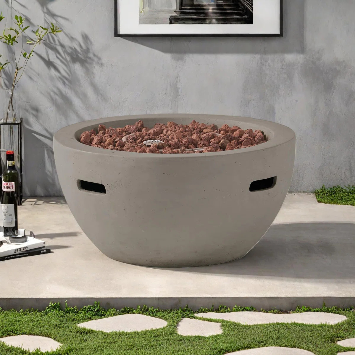 27" Bowl Shaped MGO 40,000 BTU Propane Fire Pit, Tank Cover Unavailable | Wayfair North America