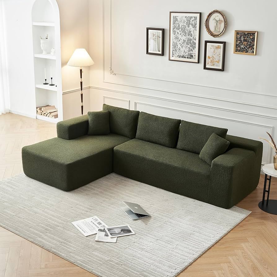WILLIAMSPACE 104.3" Sponge Sectional Sofa Couch Floor Sofa for Living Room, Modern High Density C... | Amazon (US)
