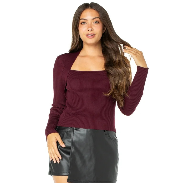 Celebrity Pink Juniors Juniors Rib Knit Shrug Sweater, Sizes XS-XXXL | Walmart (US)