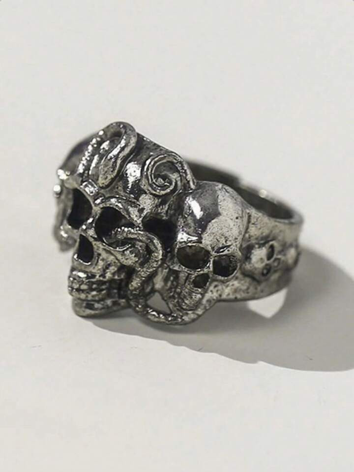 1 Stück Punk-stil Halloween-ring Mit Metallischem Totenkopf Für Den Täglichen Gebrauch Von Mä... | SHEIN