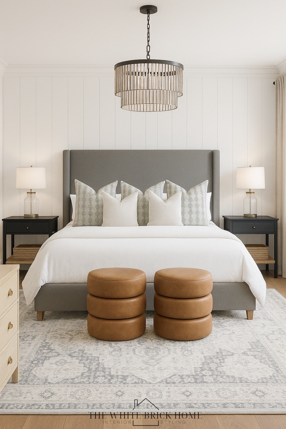 This modern traditional bedroom blends timeless lines with cozy warmth, creating a retreat that feels both sophisticated and chic. 
🖤🖤
Bed, bedroom, bedroom decor, bedroom ideas, primary bedroom, bed frame, bedroom lighting, bedroom chandelier, bedroom lamp, bedroom rug, bedroom pillows, bedding, dresser, home decor, transitional bedroom design, neutral bedroom design, McGee and co, pottery barn, home decor, home design 


#LTKStyleTip #LTKHome #LTKSaleAlert