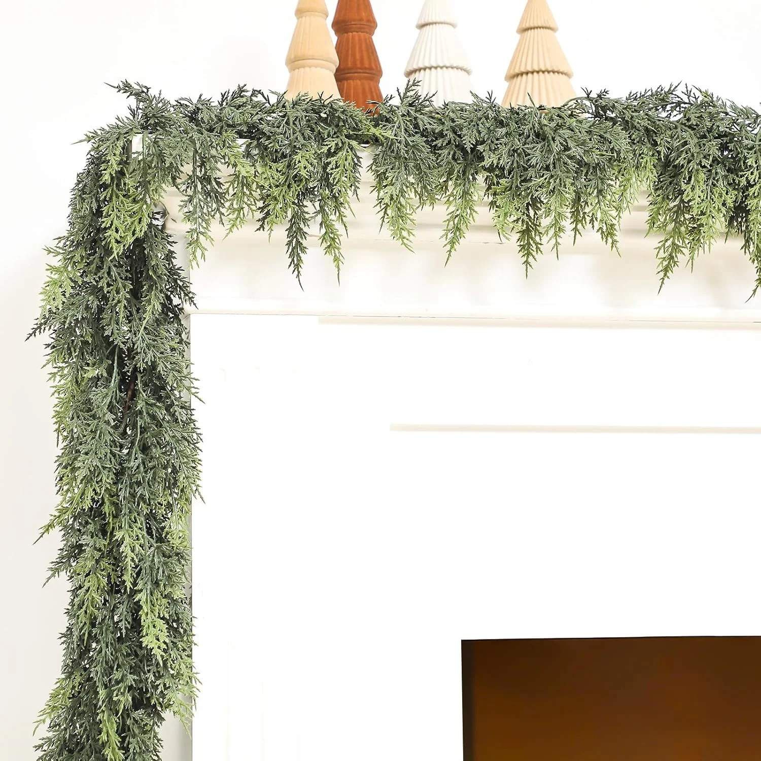 TETOU 1pc 6ft Christmas Cedar Garland,Artificial Realistic Cedar Pine Needles Greenery Garland fo... | Walmart (US)