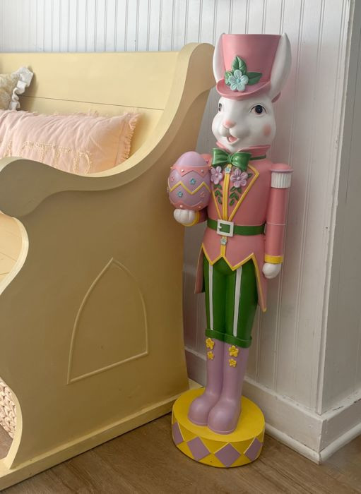 Floral Top Hat Easter Bunny Figure | Antique Farm House