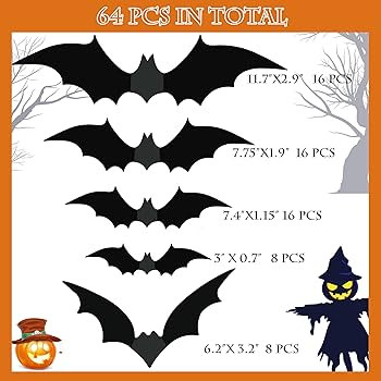 Halloween Decorations Bats Wall Decor Halloween Party Decorations Indoor Outdoor Halloween Decor ... | Amazon (US)