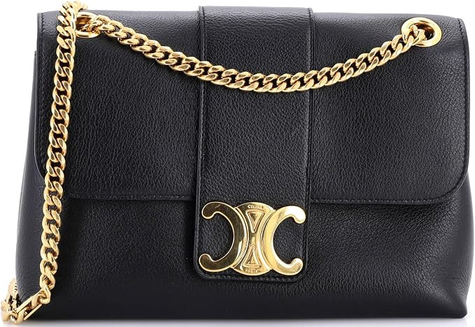 Pre-Loved Victoire Flap Shoulder Bag Leather Teen, Black | Amazon (US)