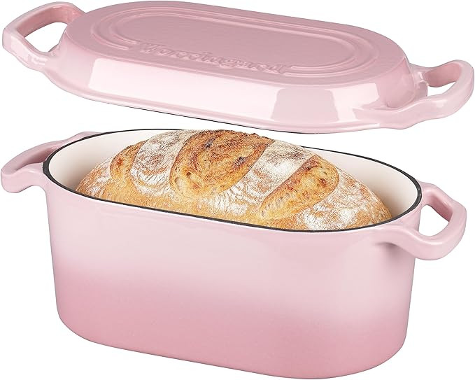 Oval Dutch Oven Pot with Lid, Enamel Coating Cast Iron Bread Pans for Homemade Sourdough Bread Ba... | Amazon (US)