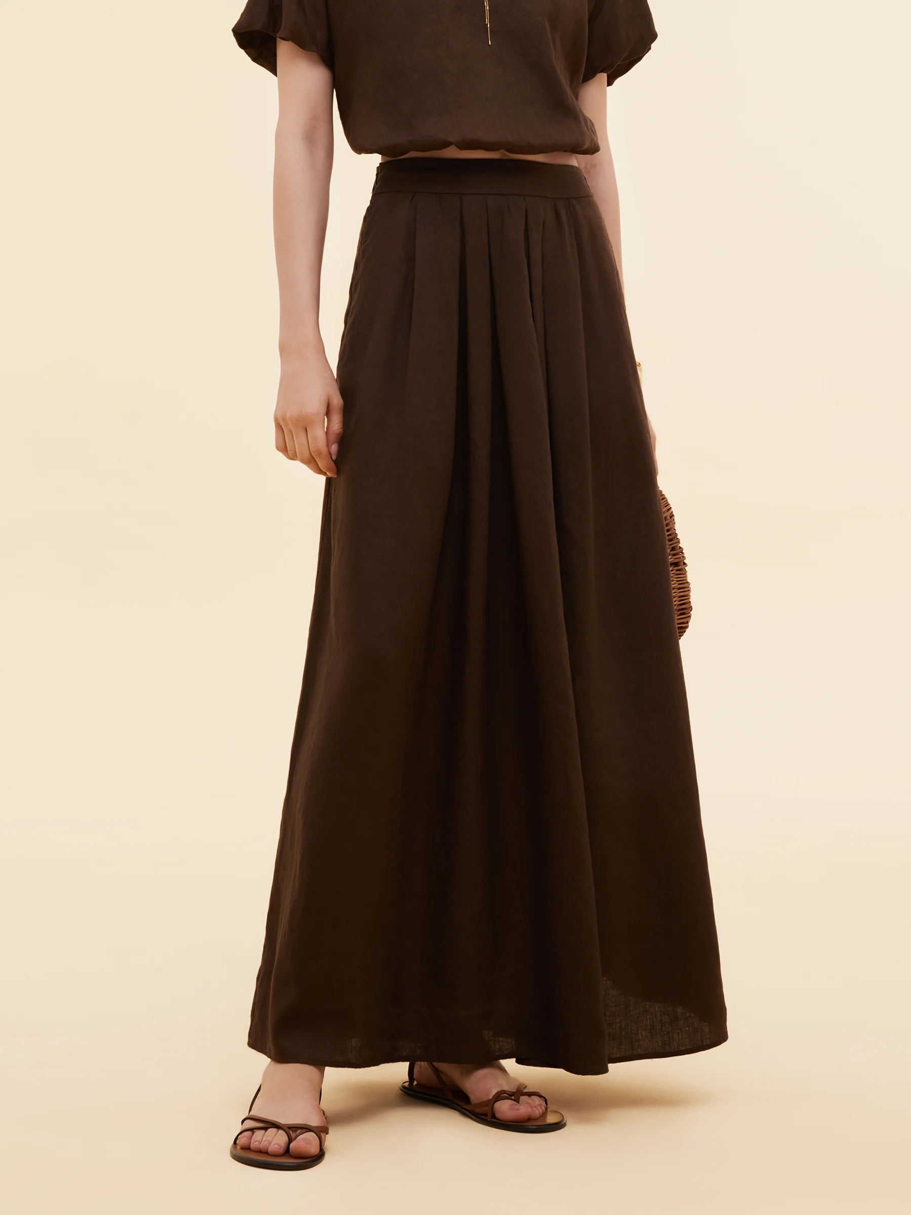 100% Linen Women High-Waisted A-Line Skirt | GOELIA