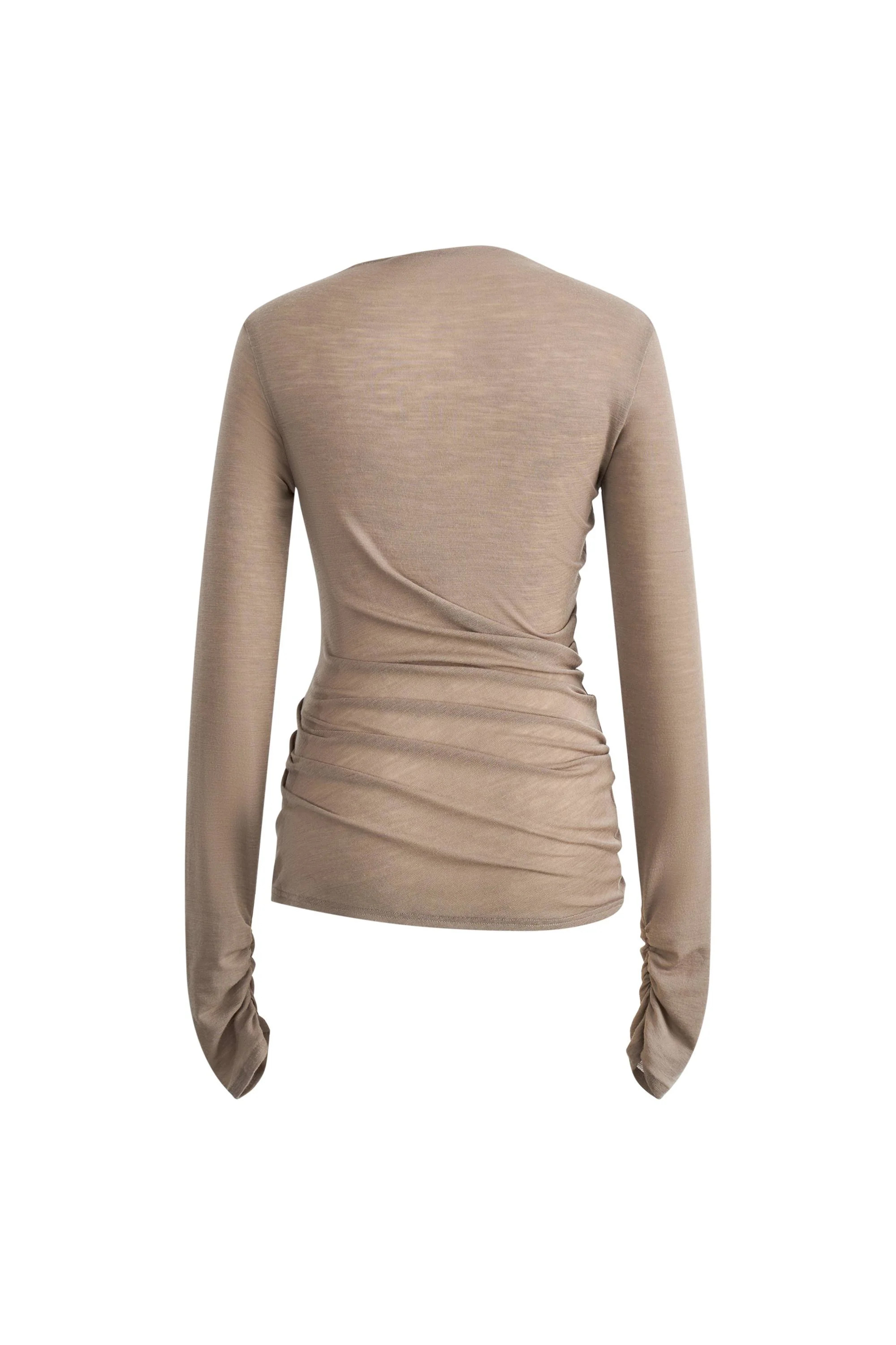 Edith Sculpted Look Gathering Long Sleeve Top in Merino Wool Knit | Fabrique