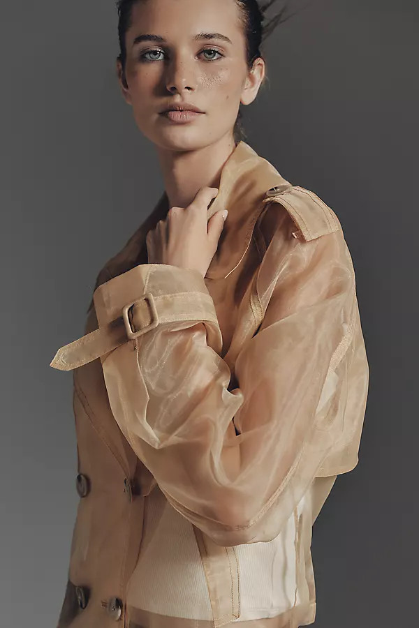 Maeve Crop Sheer Organza Trench Coat | Anthropologie (US)