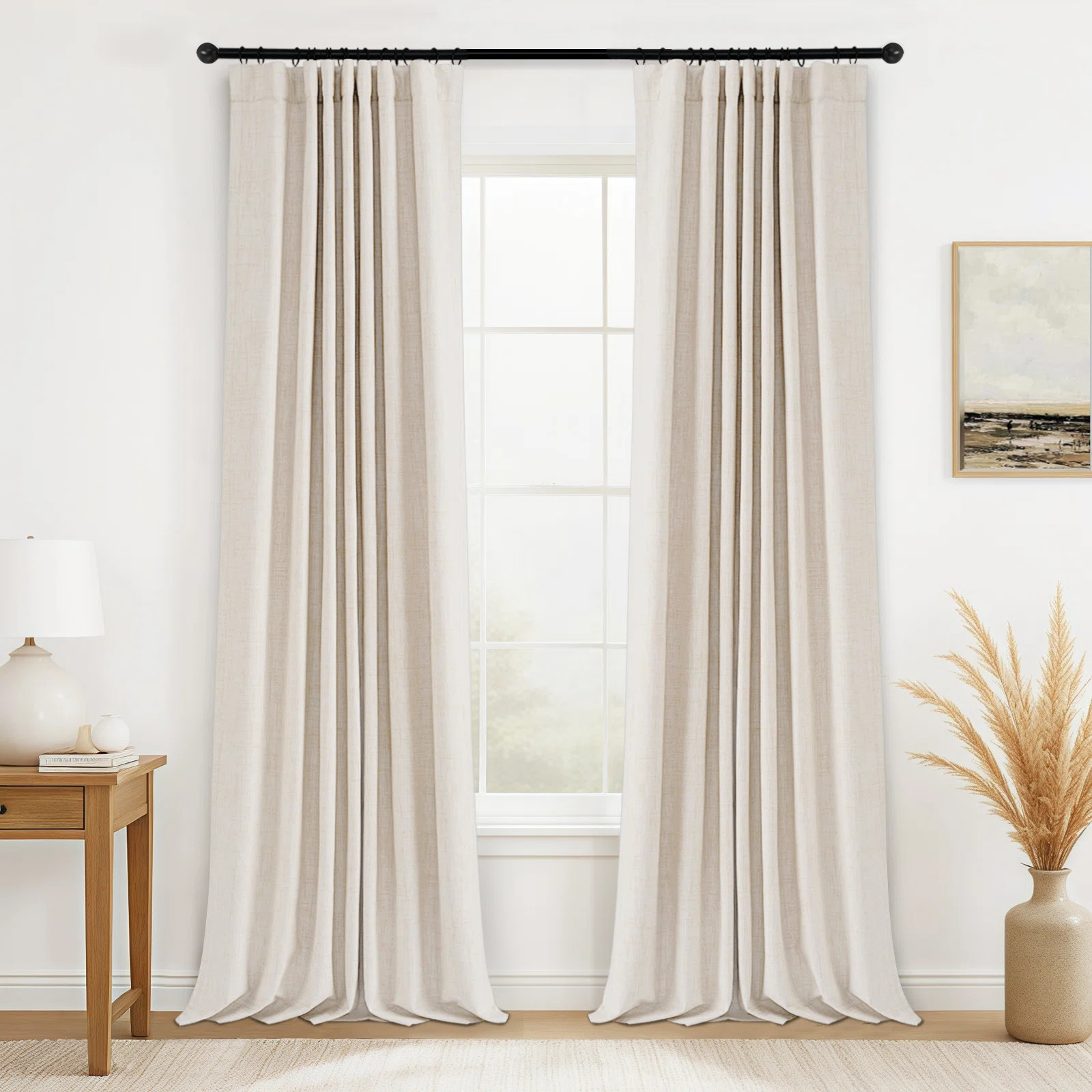 Latitude Run® 100% Blackout Linen Textured Curtains Solid Thermal Insulated Warm Drapes For Bedr... | Wayfair North America