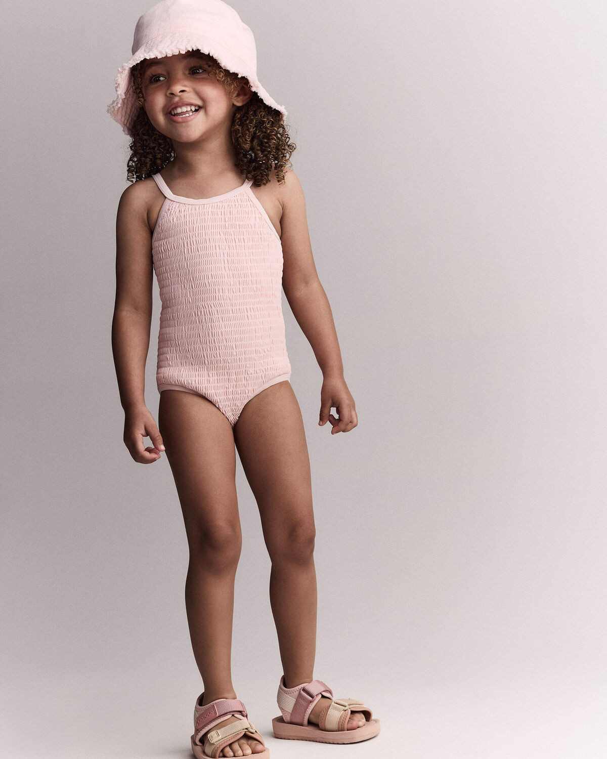 Toddler Girl Smocked One-Piece Swimsuit - Light Pink - Otter Avenue | Carter's | Carter's Inc