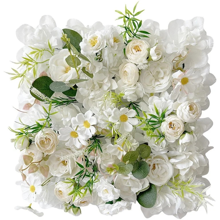 Yvsxxv 1 Pc White Floral Artificial Flowers Wall Backdrop Panel for Wedding Party | Walmart (US)