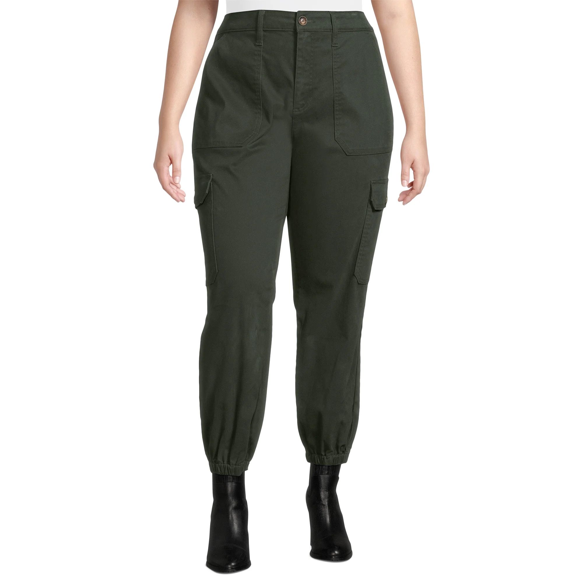 Terra & Sky Women's Plus Size Cargo Jogger Pants, 28” Inseam, Sizes 16W-26W | Walmart (US)