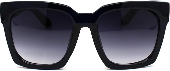 Womens Boyfriend Style XXL Oversize Horned Rim Thick Plastic Sunglasses | Amazon (US)