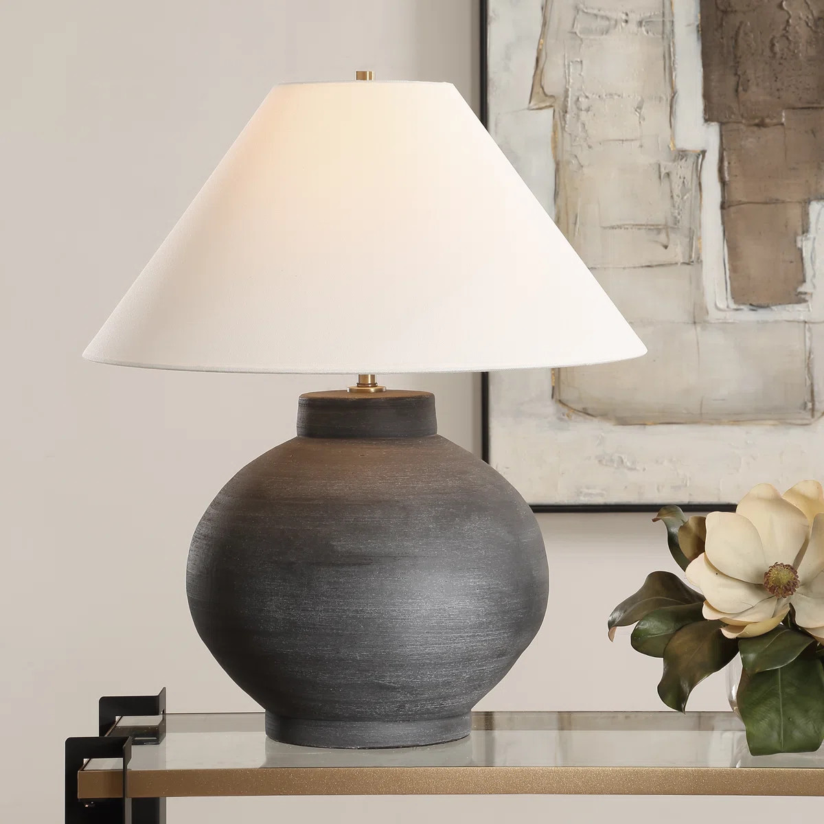 Cathern Rustic Charcoal Table Lamp | Wayfair North America