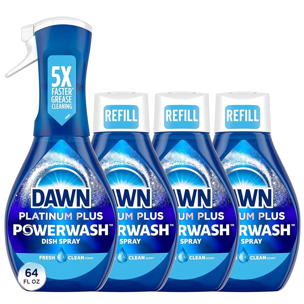 Dawn Platinum Powerwash Dish Spray, Dish Soap Liquid, Fresh Scent Bundle, 1 Spray (16oz) + 3 Refi... | Amazon (US)