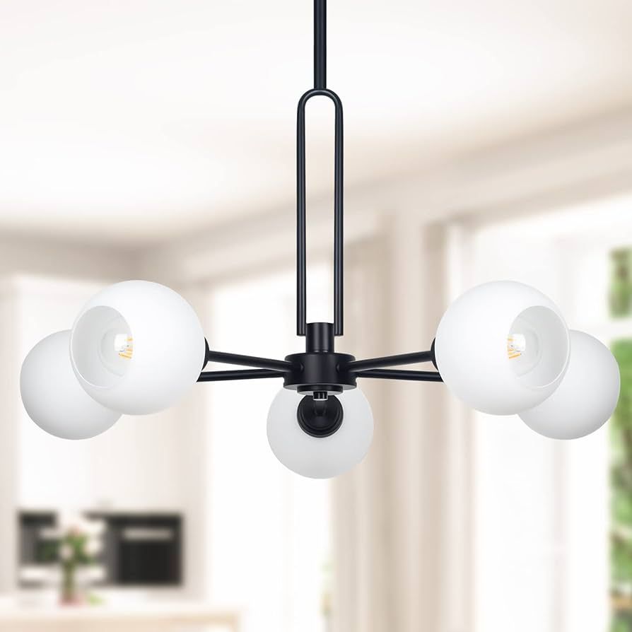 5-Light Globe Chandelier Pendant Lighting - Modern Large Semi-Flush Ceiling Light Fixture with Gl... | Amazon (US)