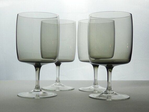 GORHAM TWILIGHT Wine Glasses Set 5 1970s MOD Gray Clear | Etsy | Etsy (US)