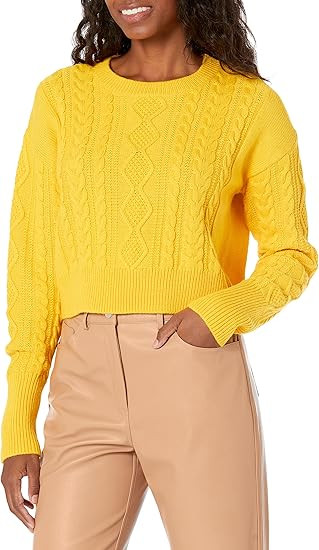 The Drop Women's Waylon Cropped Cable Sweater | Amazon (US)