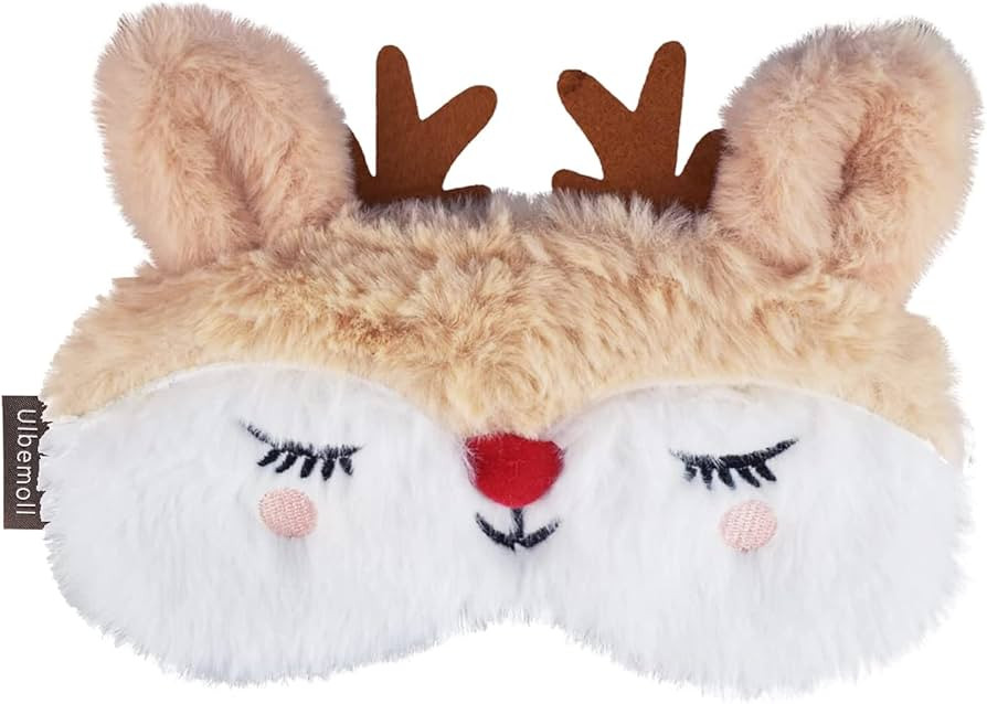 Cute Sleeping Mask, Christmas Rudolph Reindeer Soft Plush Fluffy Sleep Mask Blindfold Novelty Eye... | Amazon (US)