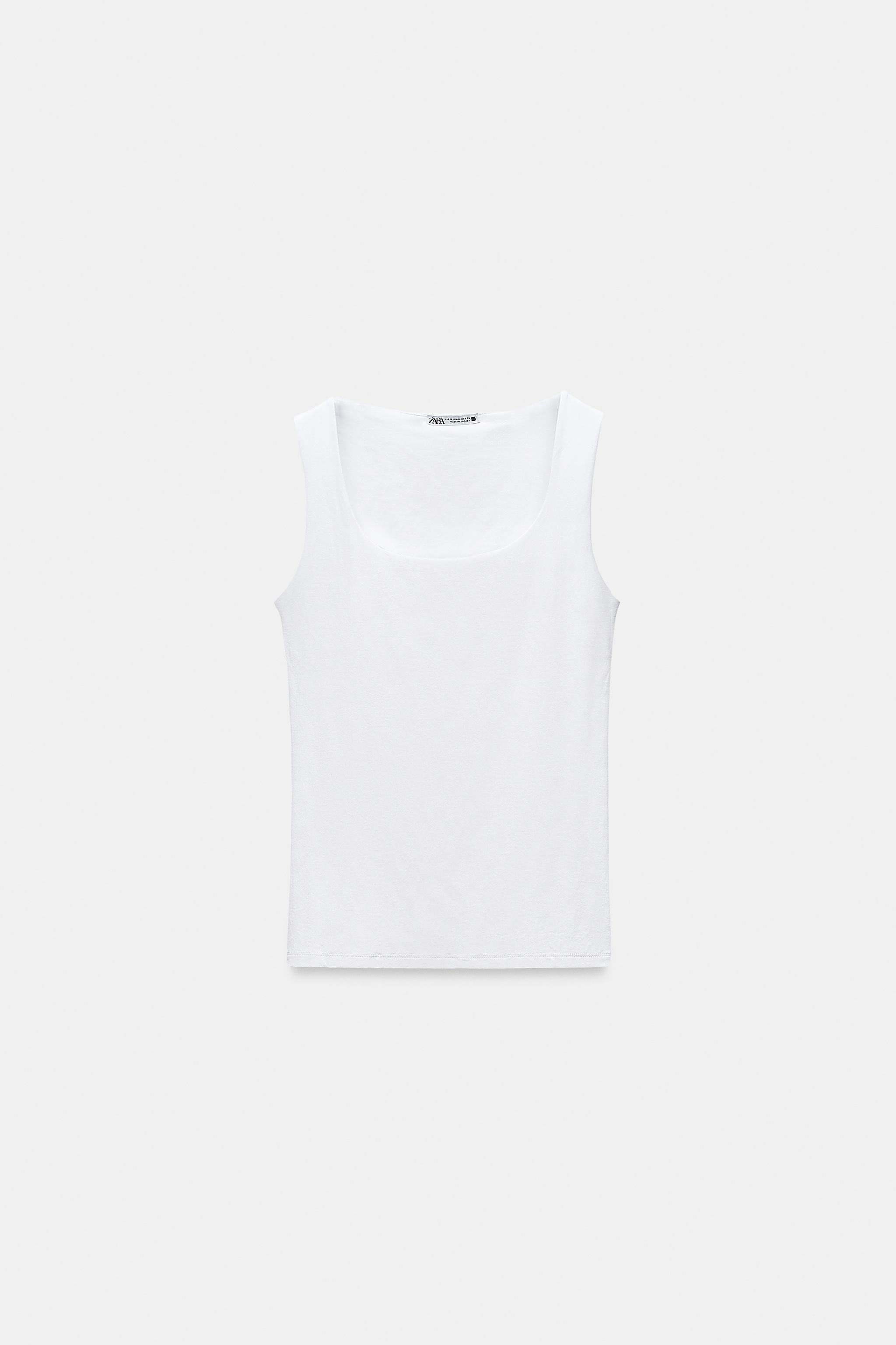 WIDE STRAP POLYAMIDE T-SHIRT | Zara UK