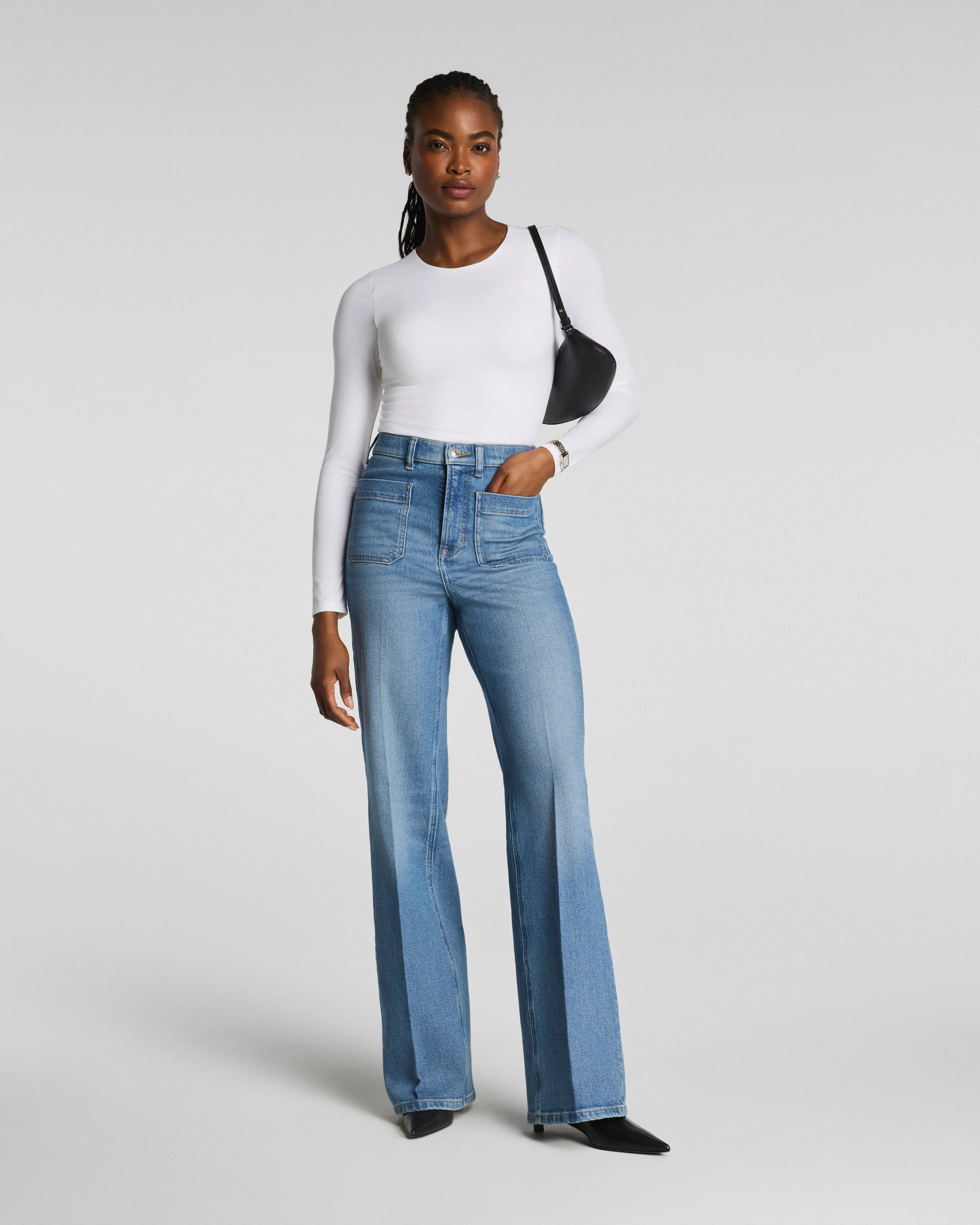 SPANXshape™ Authentic 360 Easy Flare Jeans with Patch Pockets | Spanx