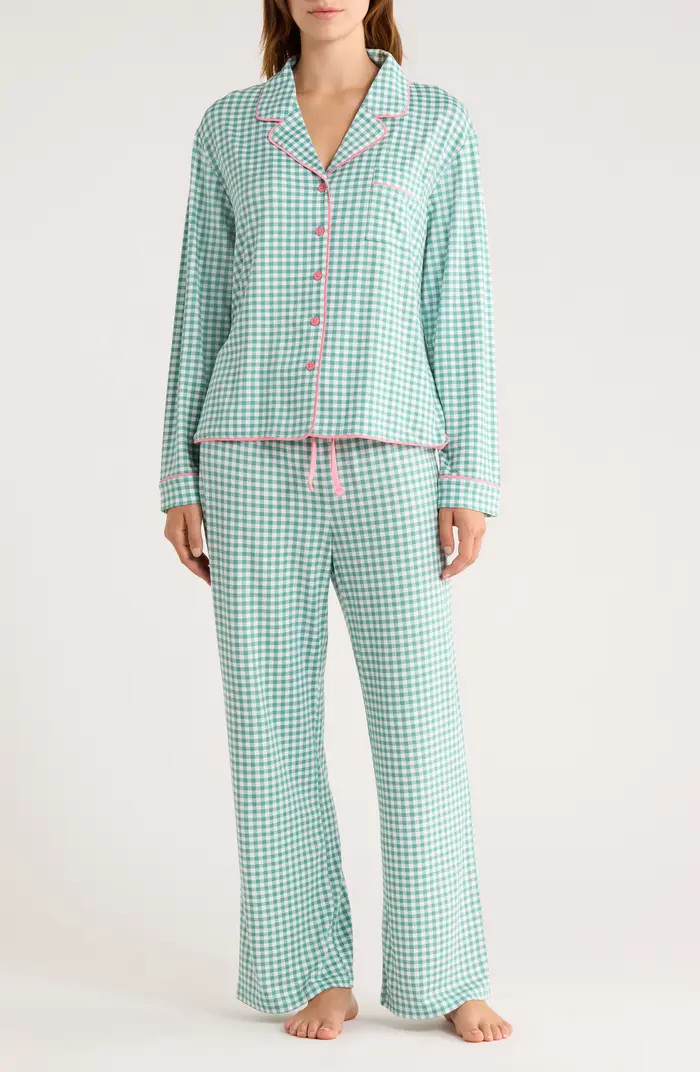 Quiet Night Long Sleeve Button-Up Top & Pants Pajamas | Nordstrom Rack