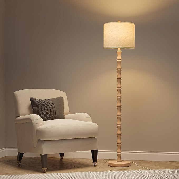 BOBOMOMO 62" Farmhouse Floor Lamp for Living Room, Retro Corner Floor Lamp Rotary Switch, Rustic ... | Amazon (US)
