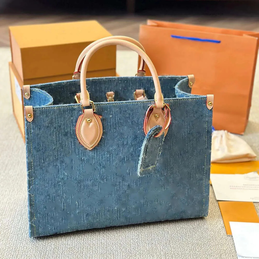 On The Go Designer Women Tote Bag Resort 24 High Quality Denim Shopping Bag Large Capacity Handba... | DHGate