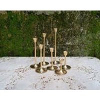 Vintage Graduated Brass Candlestick Holders Set of Seven Tiered Candle Holders Made in Taiwan | Etsy (US)