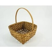 Vintage Basket, Basket w/ Handle, Sewing Storage Basket, Small Square Open Weave Basket, Handmade Basket, Woven Basket.  Free Ship | Etsy (US)