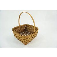 Vintage Basket, Basket w/ Handle, Sewing Storage Basket, Small Square Open Weave Basket, Handmade Basket, Woven Basket.  Free Ship | Etsy (US)