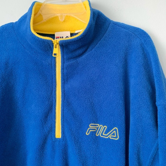 Vintage FILA ¼ Fleece Zip Blue Yellow | Poshmark