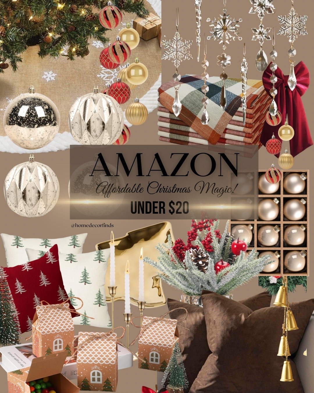 ✨ Affordable Christmas Magic! ✨
Bring the holiday glow to your home without overspending! 🎄
From elegant gold ornaments and cozy accents to chic table settings everything you see is UNDER $20 on Amazon! 💫
Create a warm, luxurious Christmas look that feels high-end but totally budget-friendly.

🛒 Shop the full list now♥️

#LTKHome #LTKSeasonal #LTKSaleAlert
