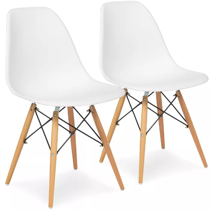 Best Choice Products Set of 2 Mid-Century Modern Arm Chairs- White | Target