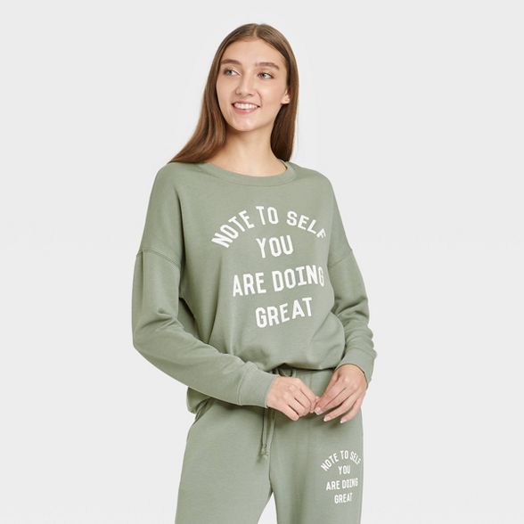 Women's Note to Self Graphic Sweatshirt - Green | Target