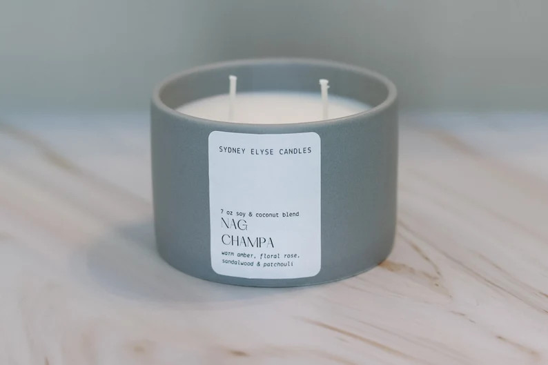 Nag Champa Soy & Coconut Blend Candle Incense Candle Warm Amber Floral Rose Sandalwood Patchouli ... | Etsy (US)