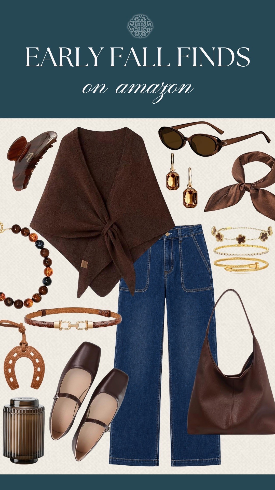 Rich brown tones and classic denim are always a good combination for the season ahead. These Amazon finds make it easy to pull together a look that feels cozy, classic, and ready for early fall. The accessories add the perfect finishing touch without overdoing it.

#LTKSeasonal #LTKHome #LTKOver40