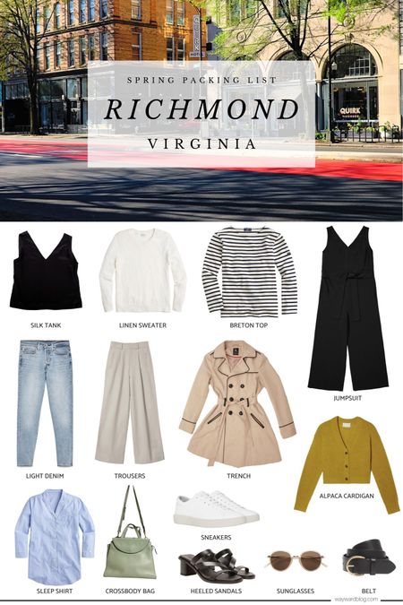 A packing list for a spring weekend in Richmond, Virginia ✨

Get all the info over on the blog!

#travel #packinglist #richmond #virginia

#LTKSeasonal #LTKtravel #LTKunder50