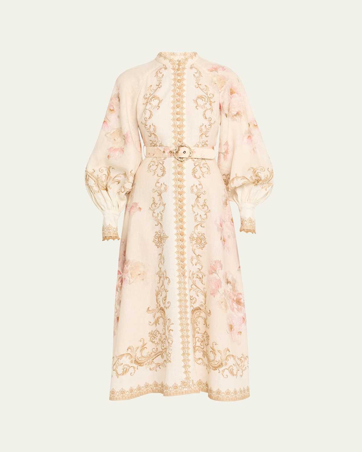 Buttoned Linen Midi Dress | Bergdorf Goodman
