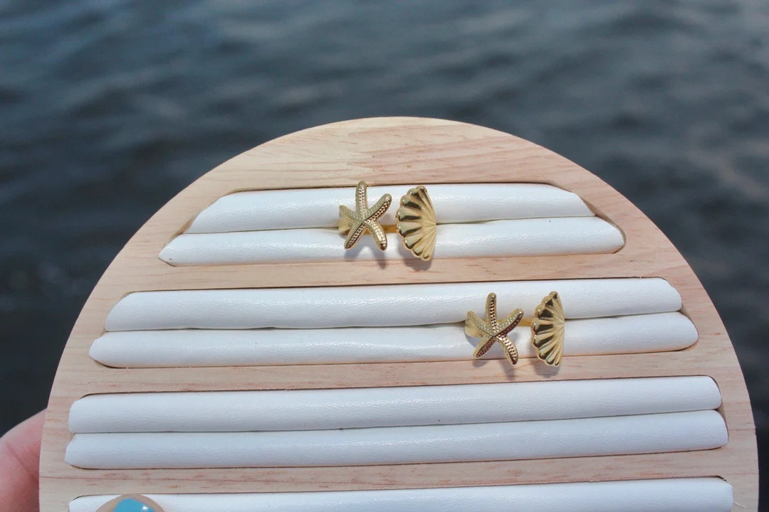 Stainless Steel Gold Plated Shell Ring - Etsy | Etsy (US)