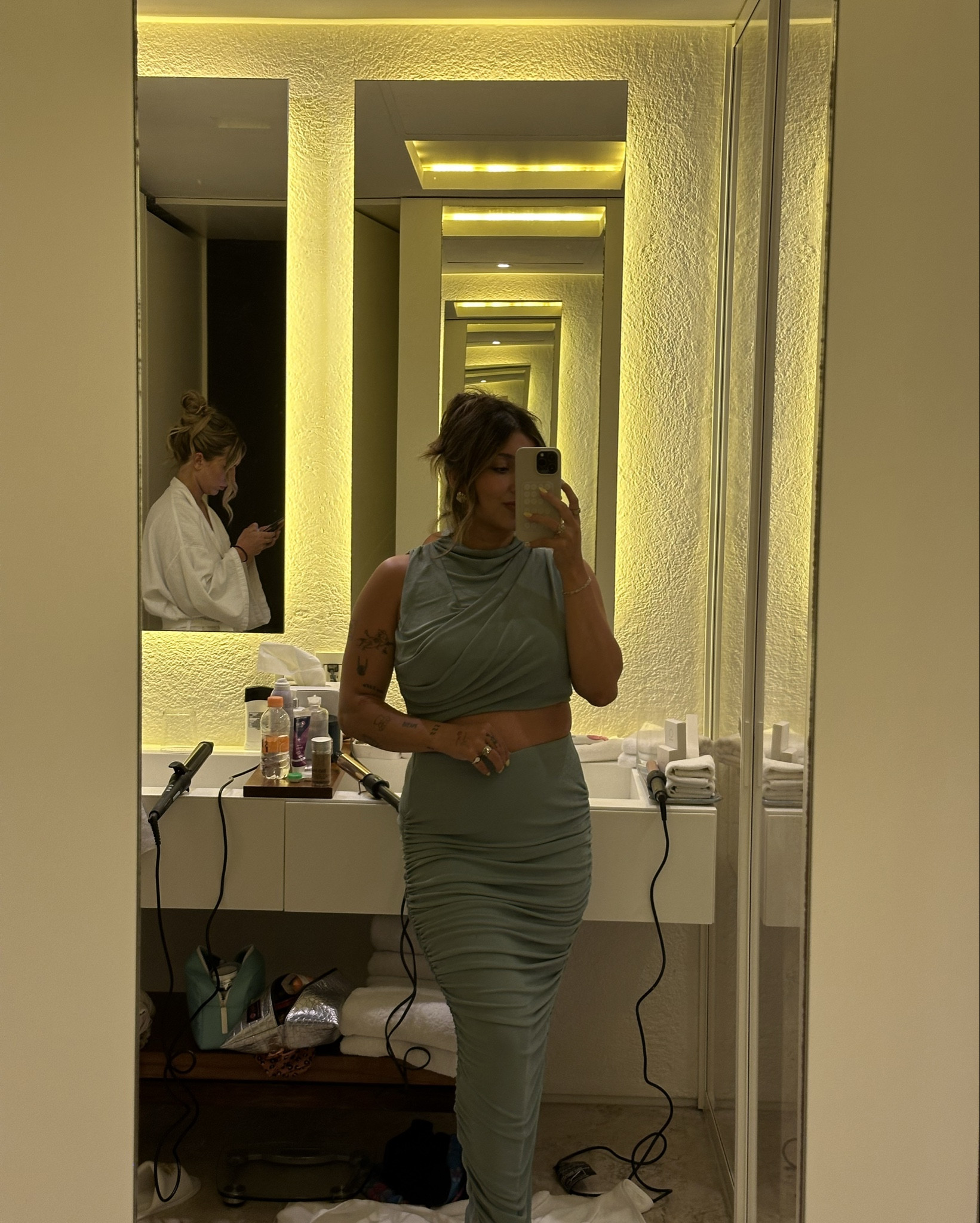 Cabo night 2 // sage green set and pink mini dress 🫶🏽