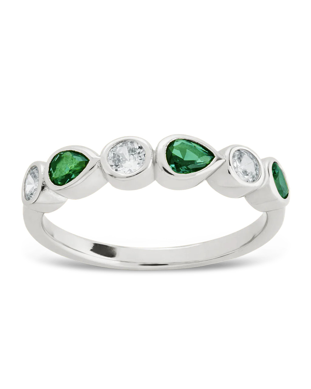 Sterling Silver Pear and Round Bezel-Set Ring | Sterling Forever
