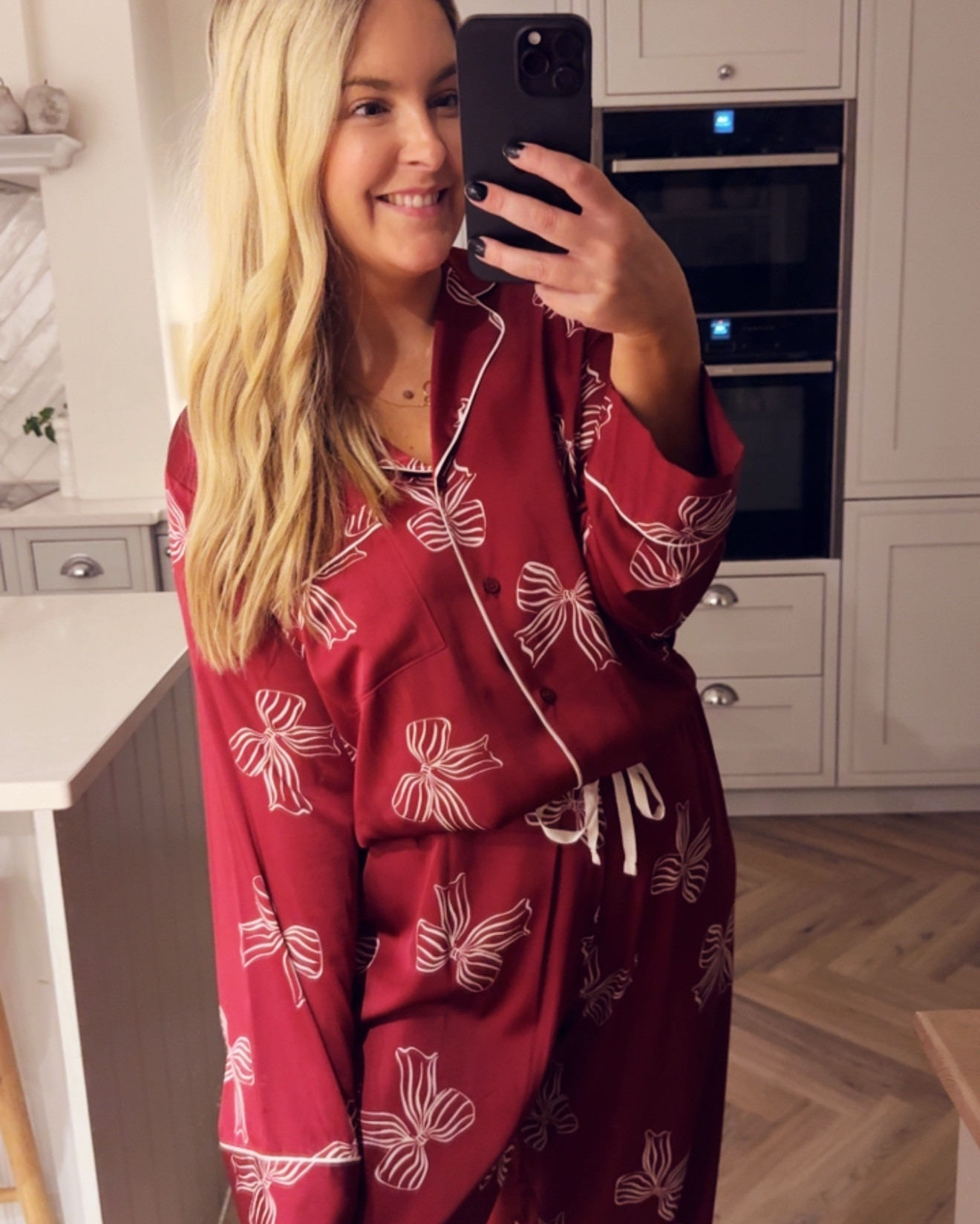 Christmas red bow pyjamas! I’m wearing a medium 12-14 I’d say true to size 

Christmas party pyjamas night in loungewear bow season bow bows red bow 

#LTKwinter #LTKuk #LTKpartywear